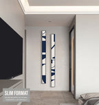Creative Abstract Blue White Slim Format Wall Art Fine Art Canvas Prints Tall Narrow Wide Format Pictures For Living Room Foyer Stairway Wall Decor
