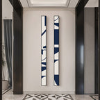Creative Abstract Blue White Slim Format Wall Art Fine Art Canvas Prints Tall Narrow Wide Format Pictures For Living Room Foyer Stairway Wall Decor