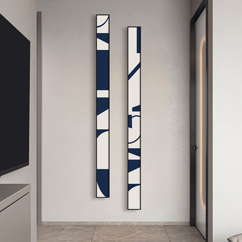 Creative Abstract Blue White Slim Format Wall Art Fine Art Canvas Prints Tall Narrow Wide Format Pictures For Living Room Foyer Stairway Wall Decor