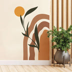 Boho Abstract Sun Arch Wall Mural – Simple Botanical Vinyl Wall Decal for Bedroom, Living Room, Creative DIY Home Decor