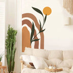 Boho Abstract Sun Arch Wall Mural – Simple Botanical Vinyl Wall Decal for Bedroom, Living Room, Creative DIY Home Decor