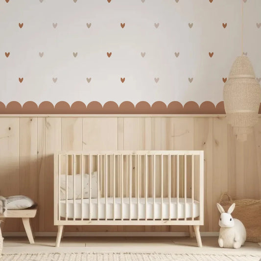 Boho Curved Border & Hearts Wall Decals – Peel & Stick Wall Decor for Nursery, Kids’ Room & Bedroom Decor