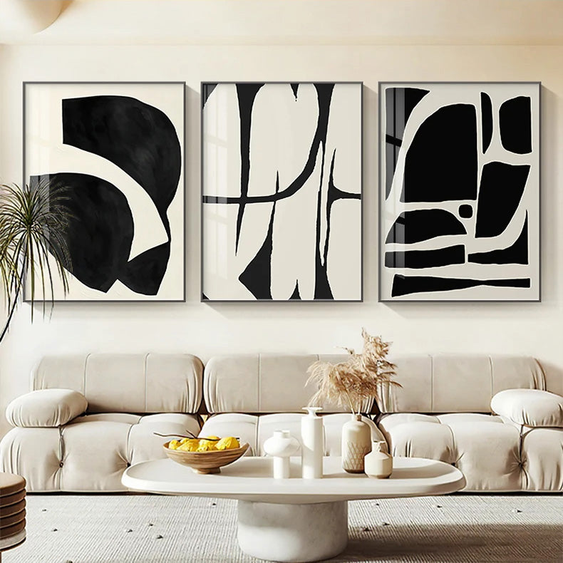 Bold Abstract Minimalist Black White Wall Art Fine Art Canvas Prints Pictures For Living Room Dining Room Bedroom Art For Modern Living