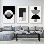 Bold Black White Geometric Abstract Wall Art Fine Art Canvas Prints Pictures For Modern Apartment Living Room Foyer Art For Contemporary Interiors