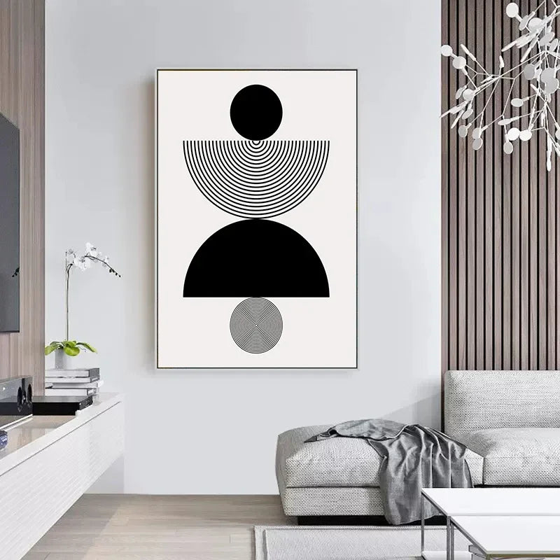 Bold Black White Geometric Abstract Wall Art Fine Art Canvas Prints Pictures For Modern Apartment Living Room Foyer Art For Contemporary Interiors