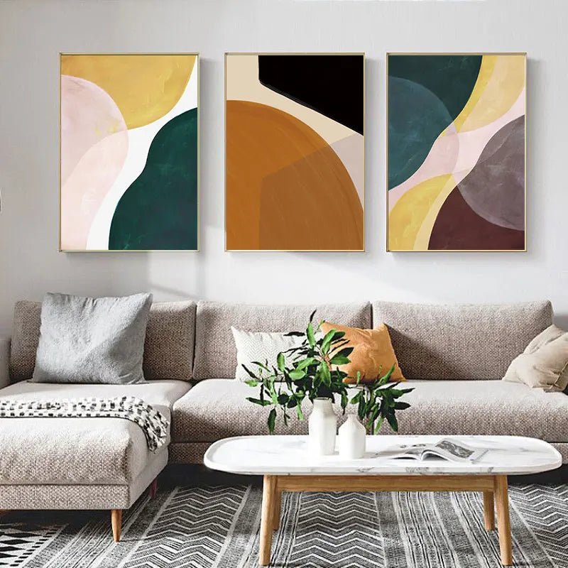 Bold Colorful Nordic Abstract Wall Art Fine Art Canvas Prints Pictures For Modern Apartment Living Room Bedroom Hotel Room Home Office Art Decor
