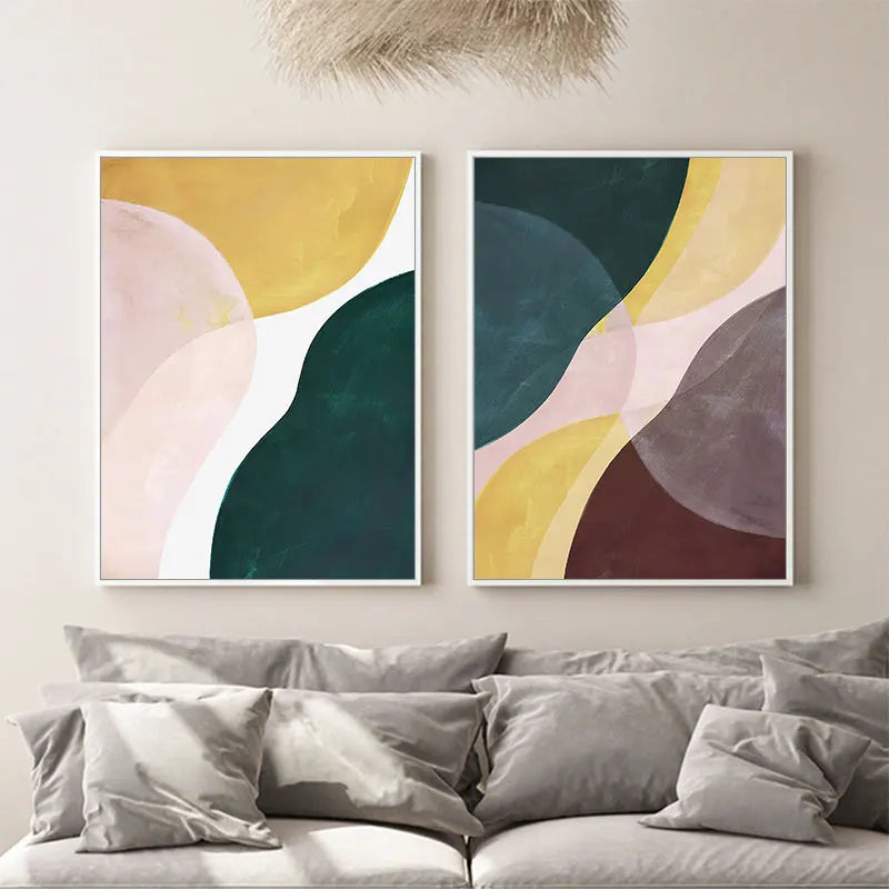 Bold Colorful Nordic Abstract Wall Art Fine Art Canvas Prints Pictures For Modern Apartment Living Room Bedroom Hotel Room Home Office Art Decor