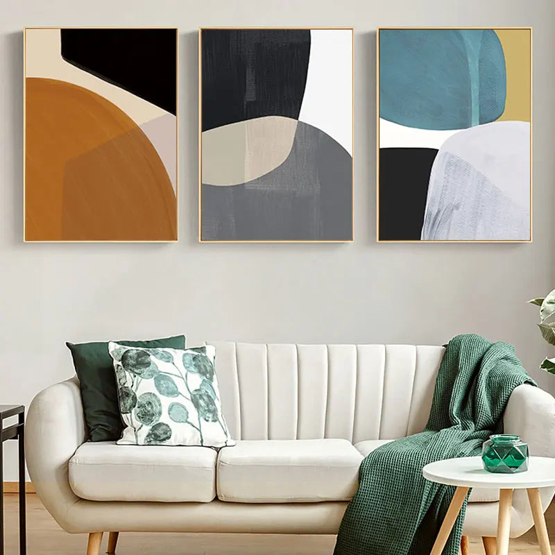 Bold Colorful Nordic Abstract Wall Art Fine Art Canvas Prints Pictures For Modern Apartment Living Room Bedroom Hotel Room Home Office Art Decor