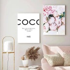 Boutique Paris Fashion Quote Floral Wall Art Fine Art Canvas Prints Pictures For Living Room Bedroom Salon Art Decor 2025
