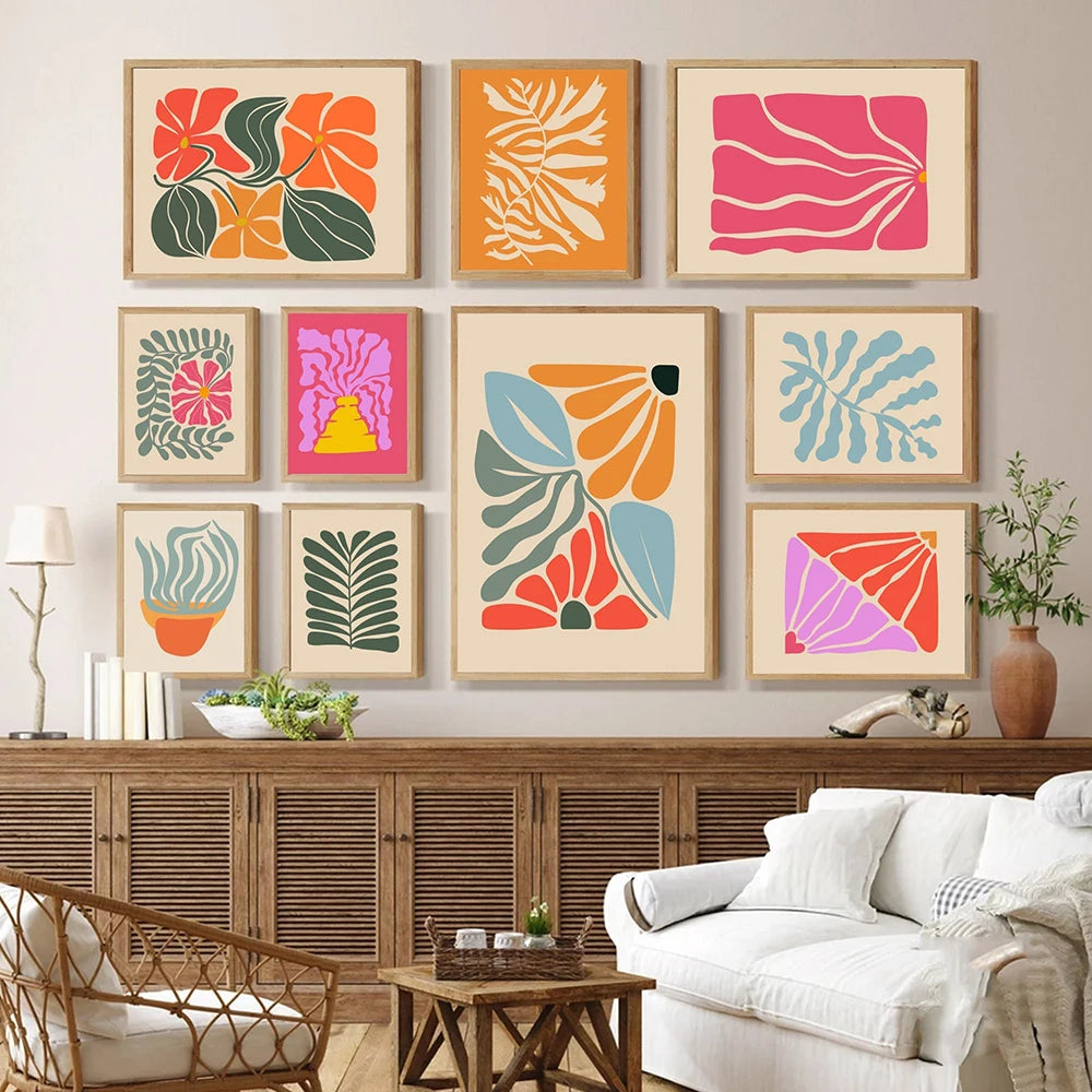Bright Colorful Botanical Abstract Wall Art Fine Art Canvas Prints Vibrant Color Pictures For Modern Home Living Room Bedroom Art Decor 2025