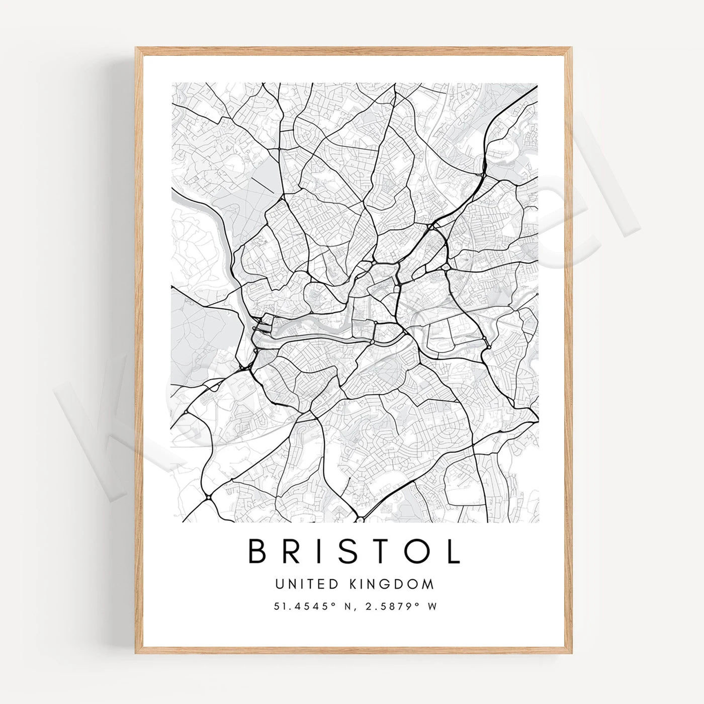 Bristol City Map Posters Wall Map Wall Art Black White Fine Art Canvas Prints Stylish Minimalist Posters For Home/Office