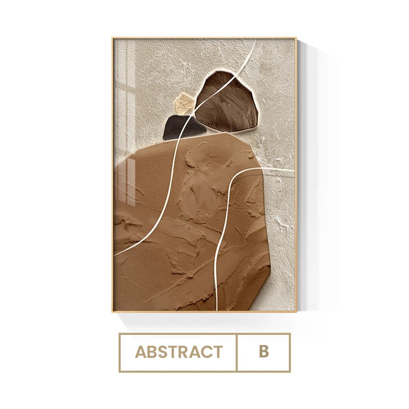 Brown Beige Abstract Nordic Wall Art Fine Art Canvas Prints Neutral Color Textural Stone Pebbles Pictures For Living Room Dining Room Wall Art Decor