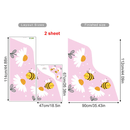 Busy Bees & Blooms Wall Mural – Cartoon Garden Corner for Kids’ Bedroom, Nursery or Classroom Easy Peel & Stick Wall Decal Decor