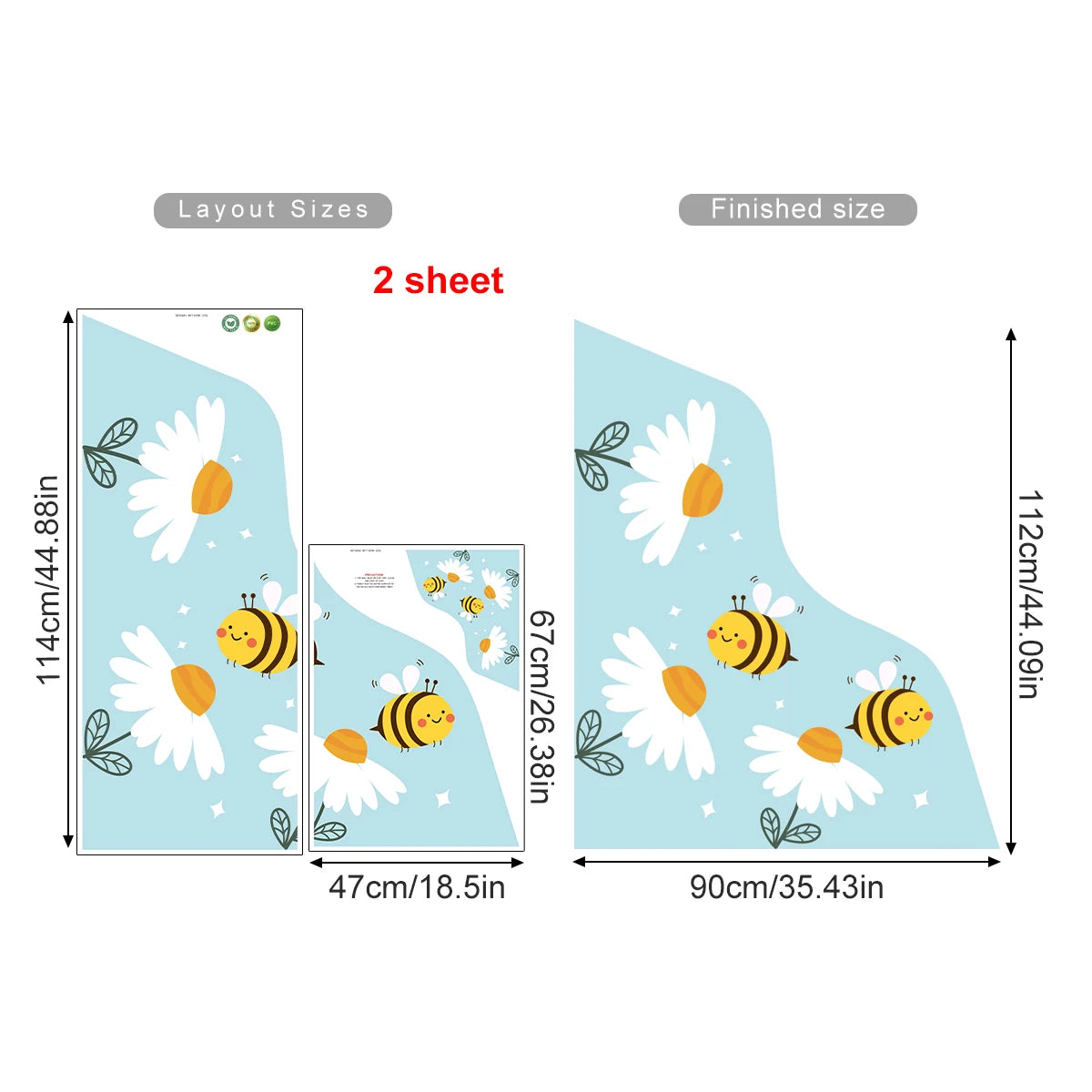 Busy Bees & Blooms Wall Mural – Cartoon Garden Corner for Kids’ Bedroom, Nursery or Classroom Easy Peel & Stick Wall Decal Decor