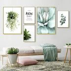 Cactus Eucalyptus Tropical Green Botany Wall Art Fine Art Canvas Prints Pictures For Living Room Kitchen Dining Room Home Decor
