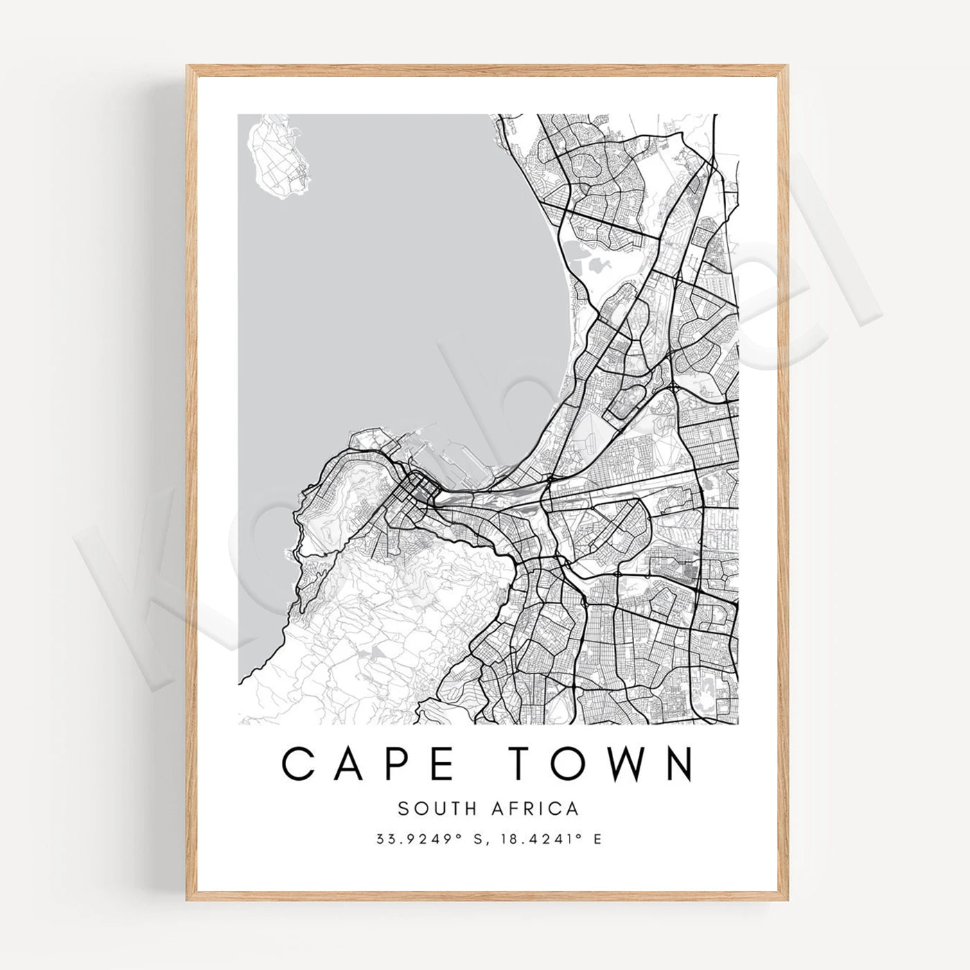 Cape Town City Map Posters Wall Map Wall Art Black White Fine Art Canvas Prints Stylish Minimalist Posters For Home/Office