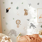 Children's room with wall stickers of animals and plants