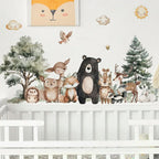 Cartoon Woodland Animal Wall Decals – Forest Deer Bear Fox & Friends PVC Wall Stickers for Nursery & Kids’ Bedroom Creative DIY Home Decor