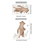 Illustration of a bear and a duck with dimensions displayed on a white background