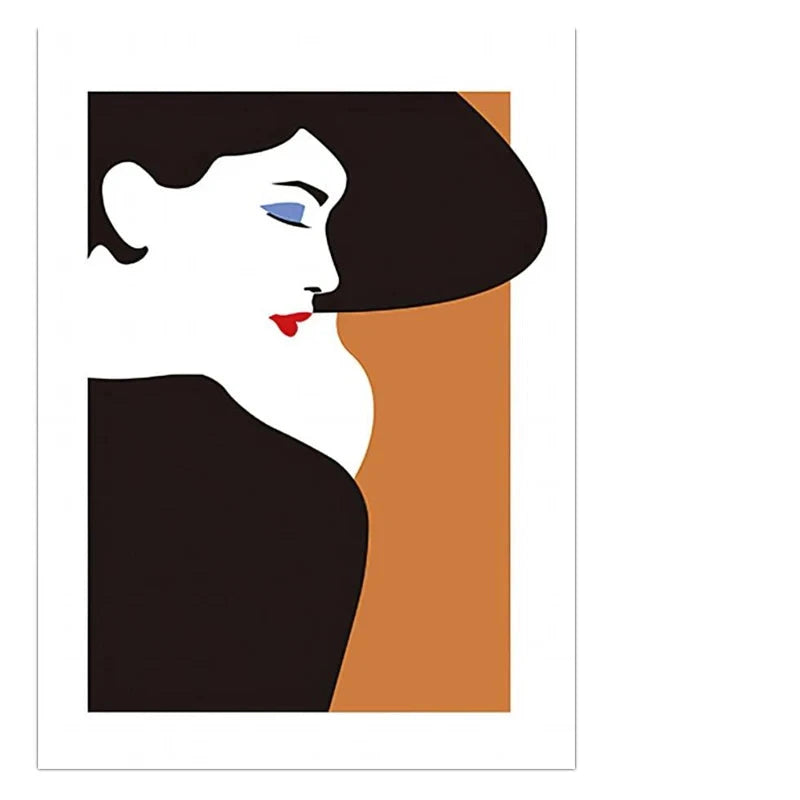 Chic Abstract Big Hat Fashion Lady Wall Art Fine Art Canvas Prints Pictures For Living Room Bedroom Dining Room Salon Boutique Art Decor