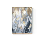 Chic Abstract Blue Golden Feathers Wall Art Fine Art Canvas Prints Posters Pictures For Living Room Dining Room Modern Bedroom Art Decor
