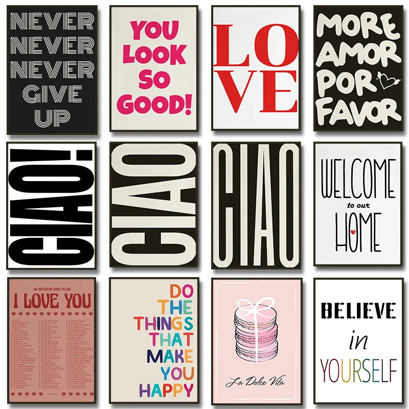 Ciao Poster Wall Art Fine Art Canvas Prints Simple Phrases Pictures For Living Room Bedroom Art Essential Inspirational Quotes For Modern Living 2025