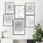 City Map Posters Wall Art - Istanbul, London, Kuala Lumpur, Manchester, Dublin, Benidorm, Durham, Chester, Eastbourne Wall Map Black White Fine Art Canvas Prints Stylish Minimalist Posters For Home/Office 2025