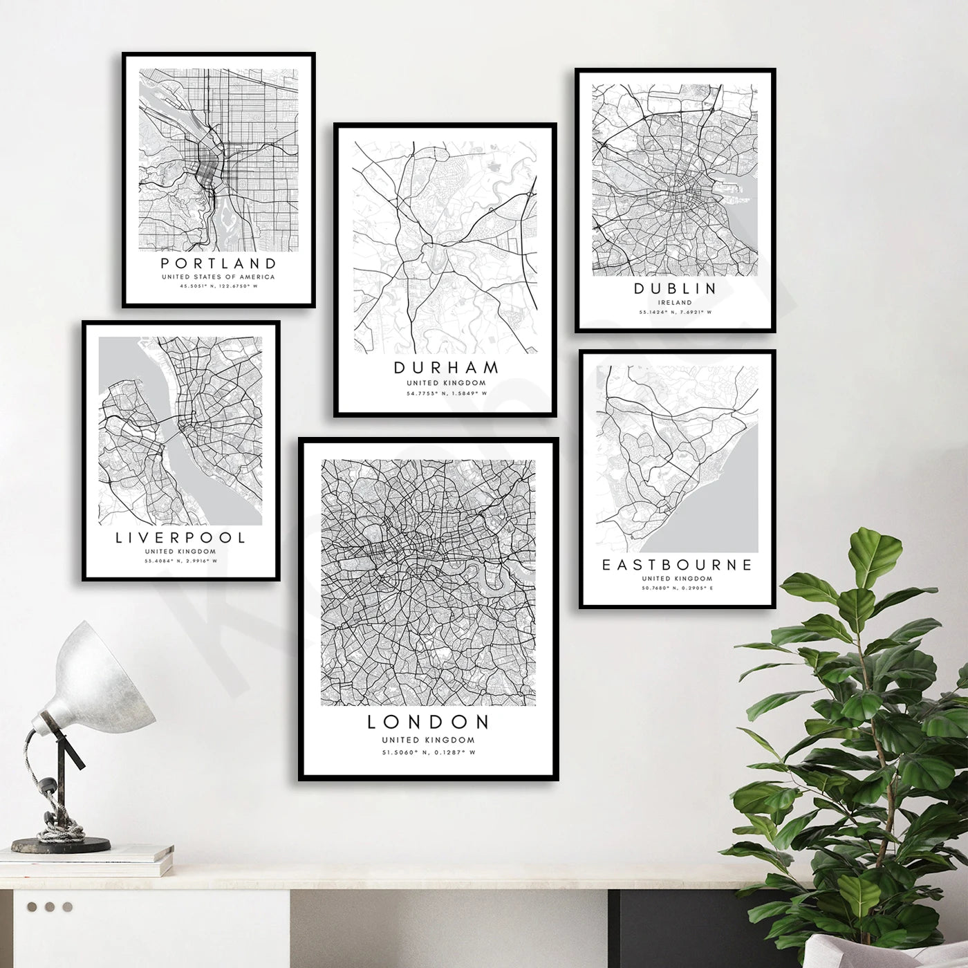 City Map Posters Wall Art - Istanbul, London, Kuala Lumpur, Manchester, Dublin, Benidorm, Durham, Chester, Eastbourne Wall Map Black White Fine Art Canvas Prints Stylish Minimalist Posters For Home/Office 2025