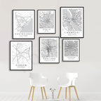 City Map Posters Wall Art - Istanbul, London, Kuala Lumpur, Manchester, Dublin, Benidorm, Durham, Chester, Eastbourne Wall Map Black White Fine Art Canvas Prints Stylish Minimalist Posters For Home/Office 2025