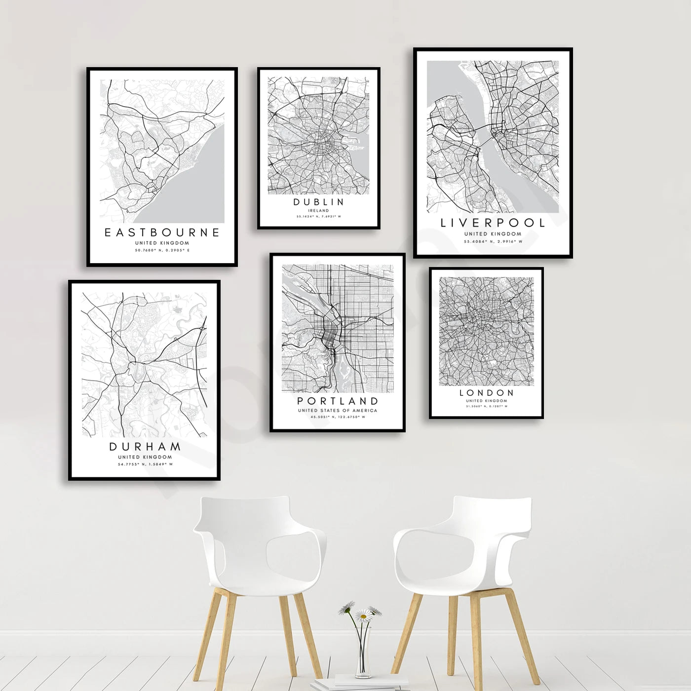 City Map Posters Wall Art - Istanbul, London, Kuala Lumpur, Manchester, Dublin, Benidorm, Durham, Chester, Eastbourne Wall Map Black White Fine Art Canvas Prints Stylish Minimalist Posters For Home/Office 2025