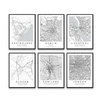 City Map Posters Wall Art - Istanbul, London, Kuala Lumpur, Manchester, Dublin, Benidorm, Durham, Chester, Eastbourne Wall Map Black White Fine Art Canvas Prints Stylish Minimalist Posters For Home/Office 2025