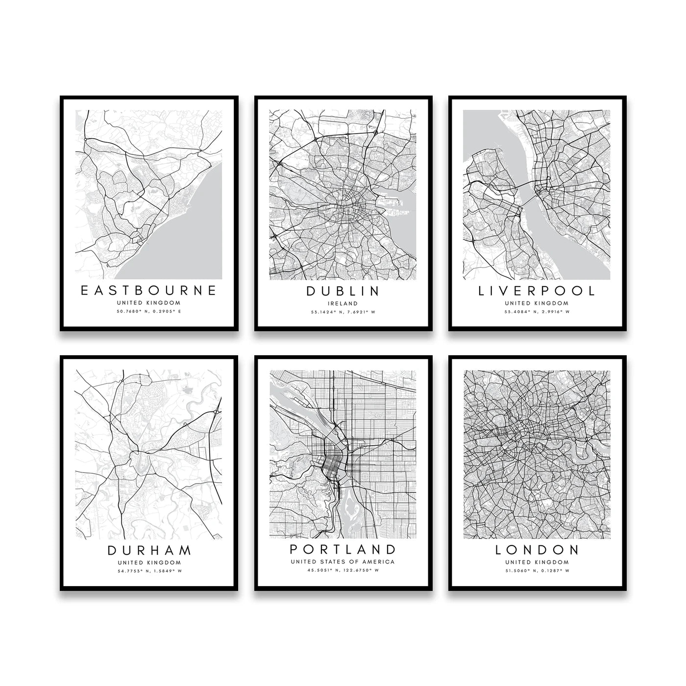 City Map Posters Wall Art - Istanbul, London, Kuala Lumpur, Manchester, Dublin, Benidorm, Durham, Chester, Eastbourne Wall Map Black White Fine Art Canvas Prints Stylish Minimalist Posters For Home/Office 2025