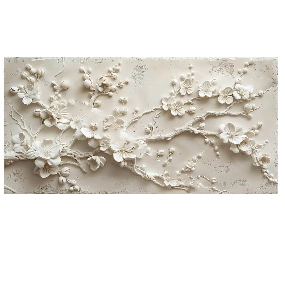 Decorative wall art with floral design on a beige background