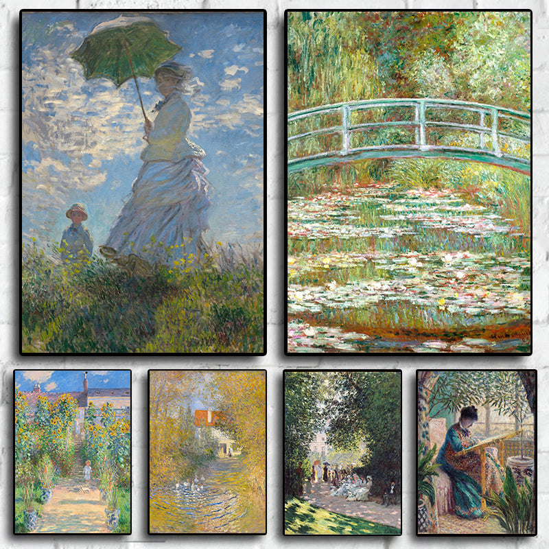 Claude Monet Famous Impressionist Paintings Canvas Prints Artwork Water Lilies Wall Art Posters Pictures For Bedroom Office Home Decor