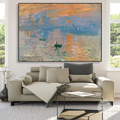 Claude Monet Impression, Sunrise Poster Art Famous Painting Wall Art Canvas Digital Print Poster Classic Art for Modern Living Room Home Decor