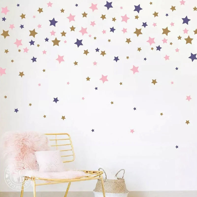Colorful Cute Stars Wall Stickers For Nursery Room Removable Peel & Stick PVC Wall Decals For Baby's Room Kid's Room Creative DIY Decor
