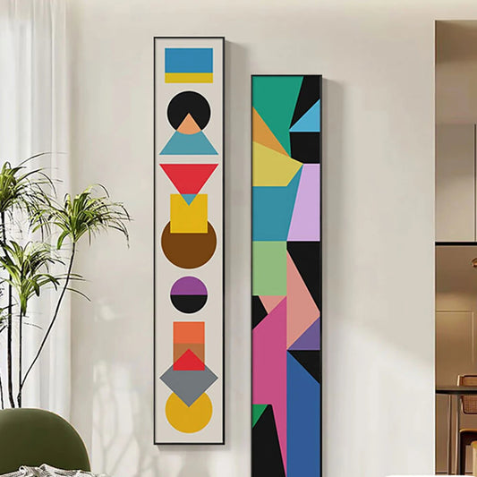 Colorful Geometric Slim Format Wall Art Fine Art Canvas Prints Pictures For Living Room Entrance Hall Home Office Creative Interior Design