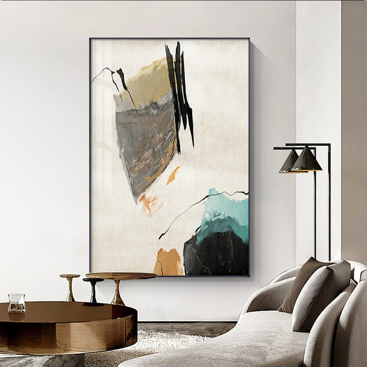 Picture of Colorful Minimalist Abstract Wall Art Fine Art Canvas Prints Orange Ye ...