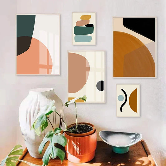 Colorful Abstract Geometric Wall Art Fine Art Canvas Prints Pictures For Modern Apartment Living Room Bedroom Contemporary Home Decor