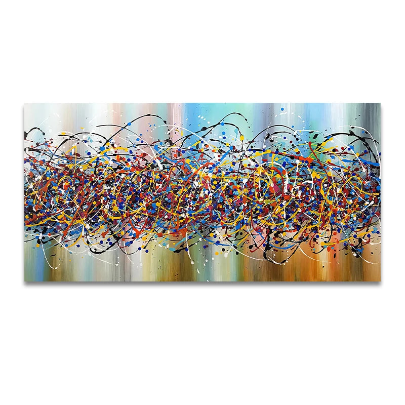 Colorful Chaos Paint Splash Abstract Wall Art Fine Art Canvas Print Picture For Modern Apartment Living Room Home Office Hotel Decor