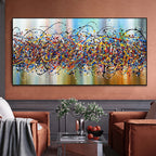 Colorful Chaos Paint Splash Abstract Wall Art Fine Art Canvas Print Picture For Modern Apartment Living Room Home Office Hotel Decor