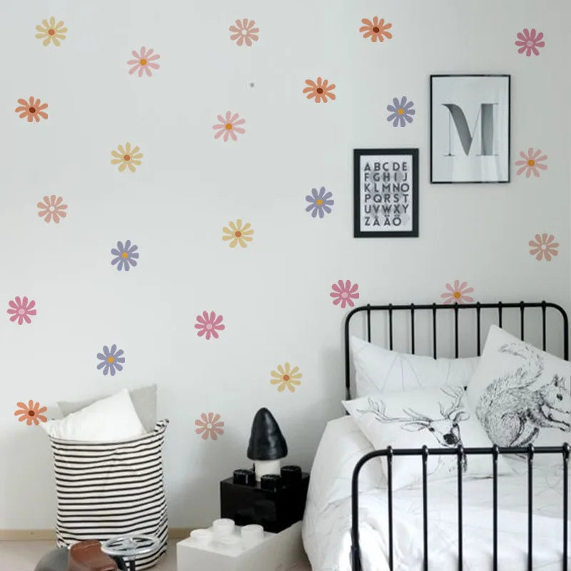 Colorful Daisy Flower Wall Stickers – Peel & Stick Vinyl Wall Decals for Kids’ Rooms, Nursery & Baby Girl Decor