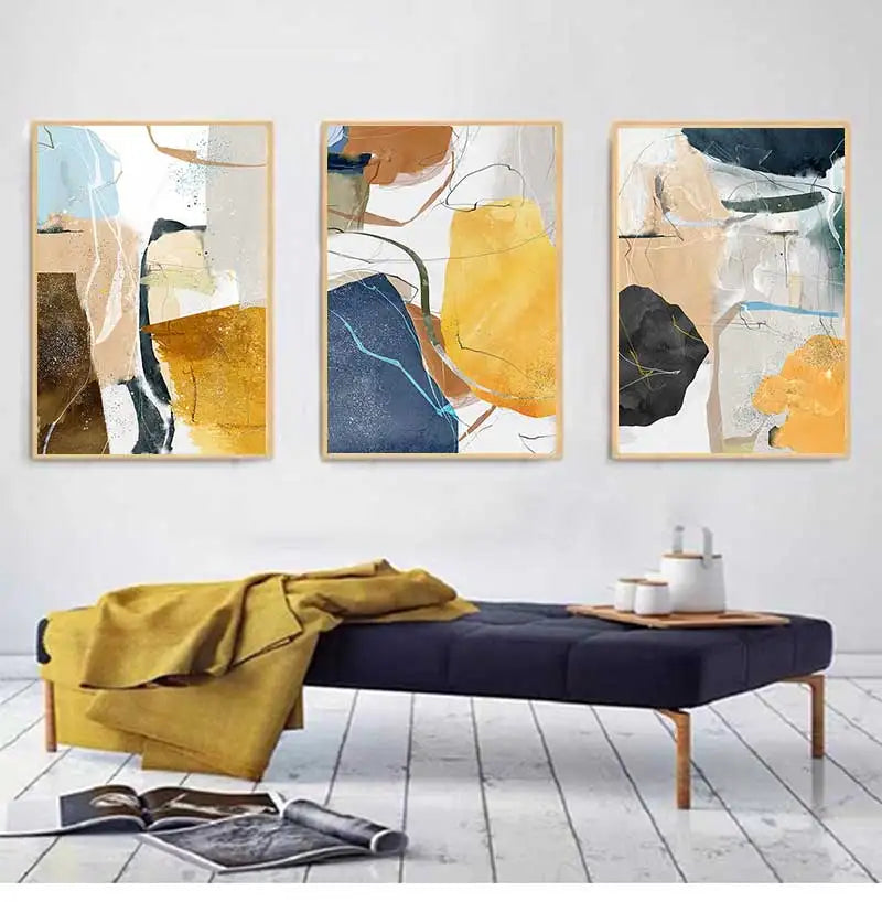 Colorful Earthy Tones Nordic Geomorphic Abstract Wall Art Fine Art Canvas Prints Modern Art For Living Room Dining Room Pictures For Scandinavian Home Decor