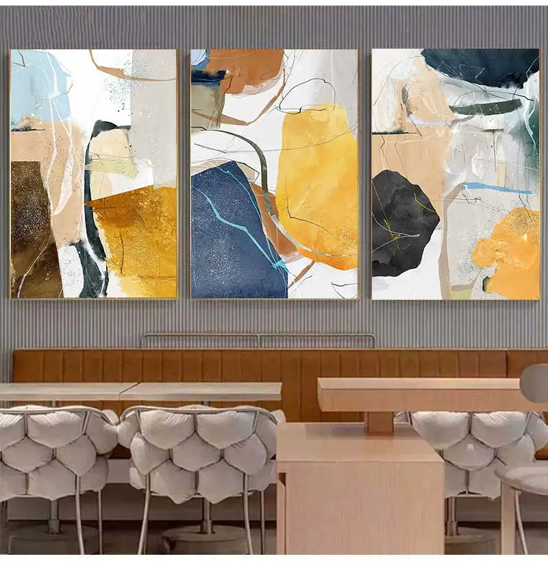 Colorful Earthy Tones Nordic Geomorphic Abstract Wall Art Fine Art Canvas Prints Modern Art For Living Room Dining Room Pictures For Scandinavian Home Decor