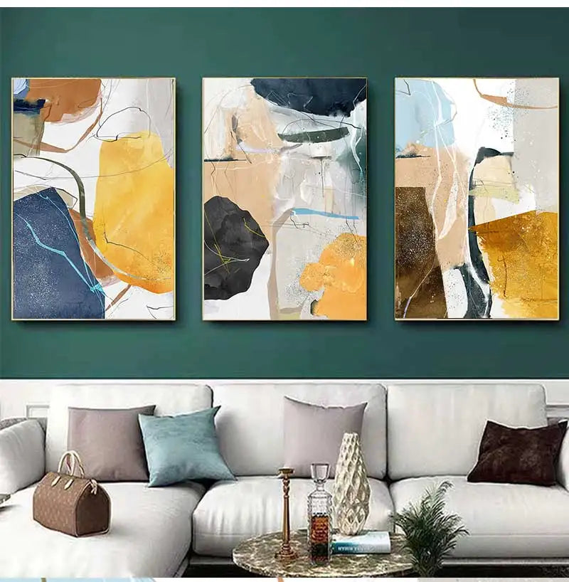 Colorful Earthy Tones Nordic Geomorphic Abstract Wall Art Fine Art Canvas Prints Modern Art For Living Room Dining Room Pictures For Scandinavian Home Decor