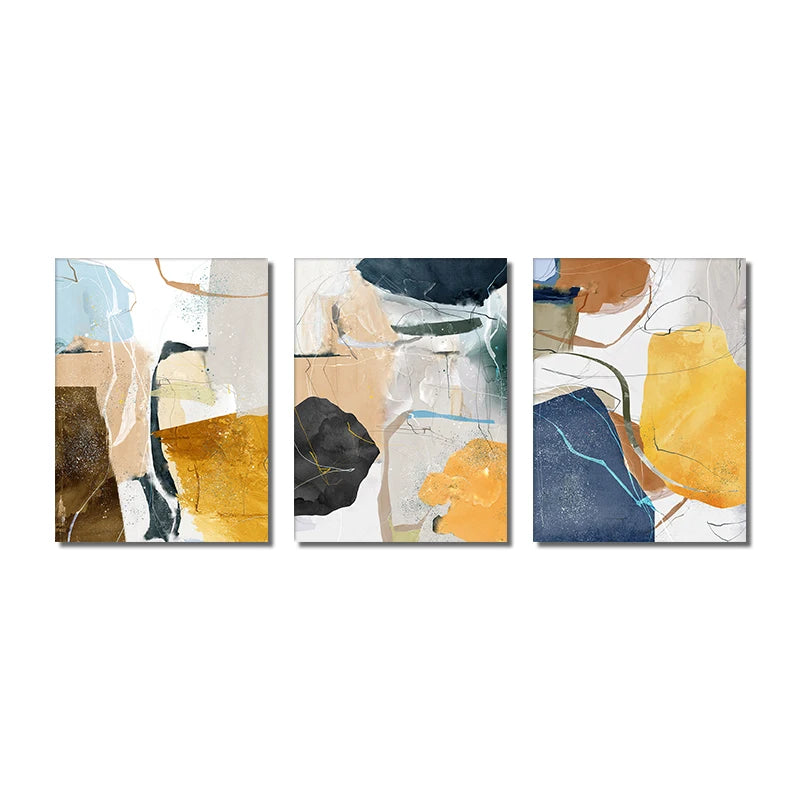Colorful Earthy Tones Nordic Geomorphic Abstract Wall Art Fine Art Canvas Prints Modern Art For Living Room Dining Room Pictures For Scandinavian Home Decor