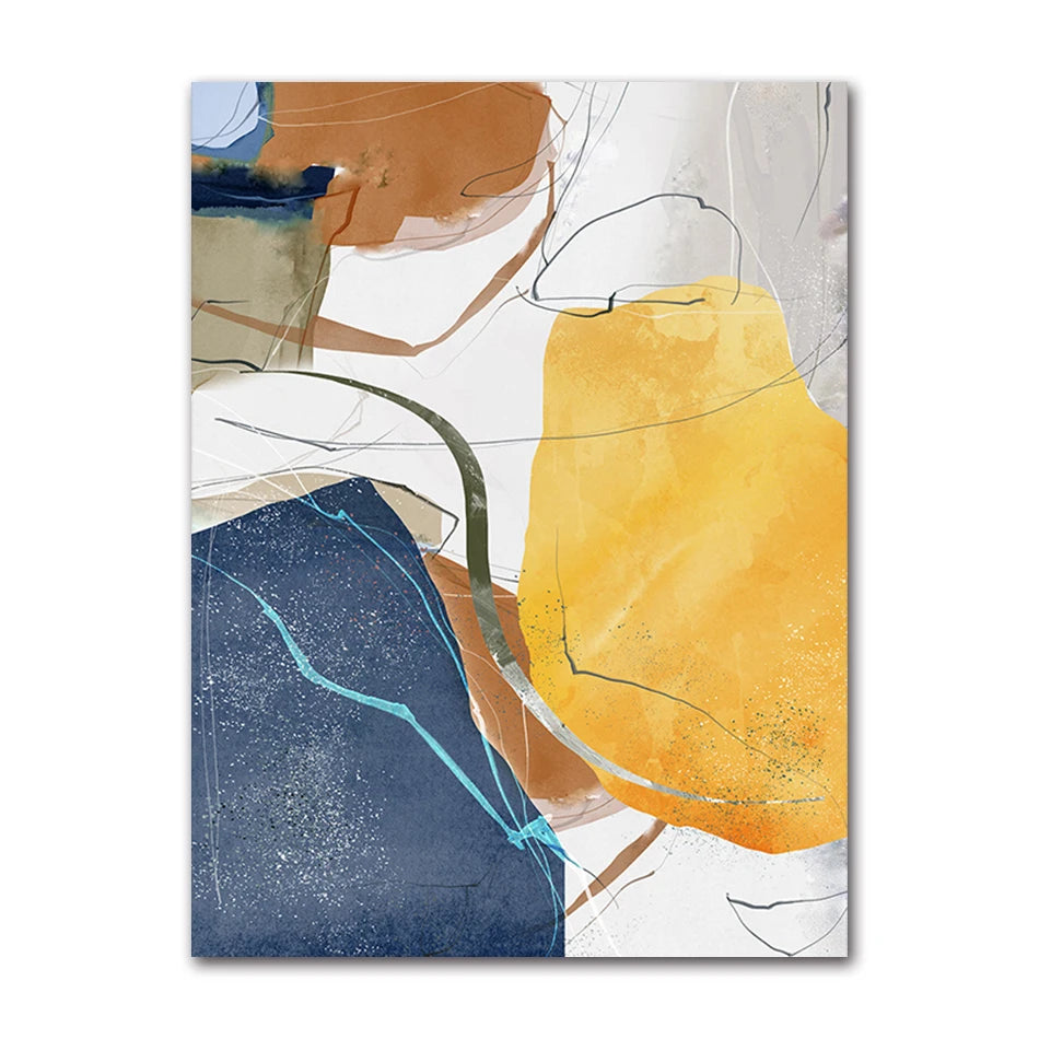 Colorful Earthy Tones Nordic Geomorphic Abstract Wall Art Fine Art Canvas Prints Modern Art For Living Room Dining Room Pictures For Scandinavian Home Decor