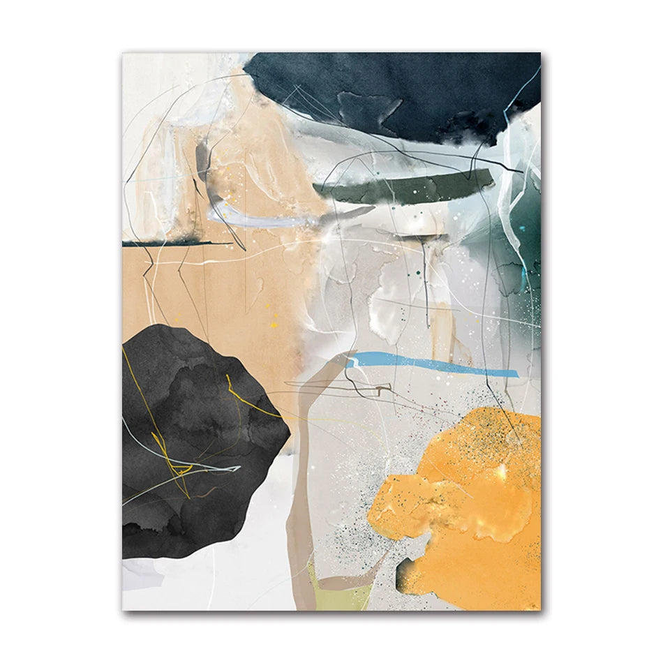 Abstract Geomorphic Design Colorful Earthy Tones Nordic Geomorphic Abstract Wall Art For Living ...