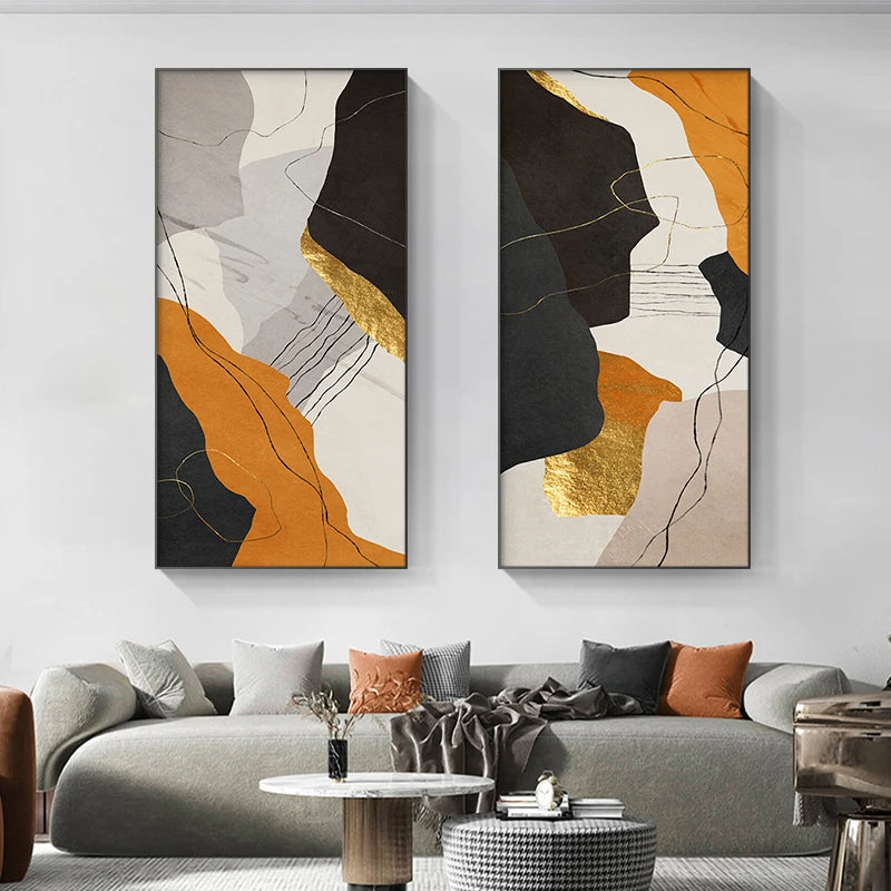Colorful Golden Flash Geomorphic Wall Art Fine Art Canvas Prints Modern Artworks For Living Room Dining Room Pictures For Contemporary Interior Design 2025
