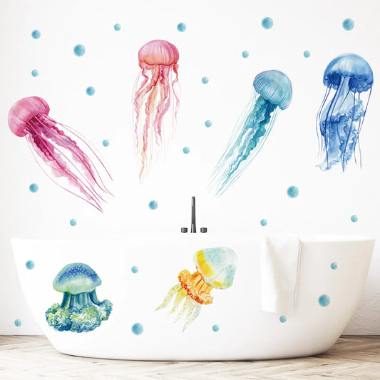 Colorful Jellyfish Wall Stickers – Removable Waterproof Wall Decals for Kids’ Rooms, Bathrooms & Nursery Decor